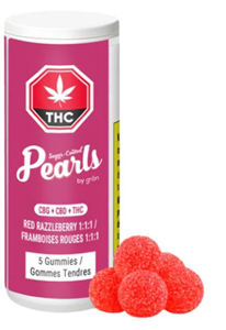 Pearls By Gron - RED RAZZLEBERRY CHEWS (5x 2mg THC/ 2mg CBD/ 2mg CBG)