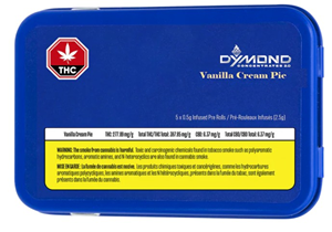 Dymond : MINI GEMS Mini Gems Hybrid - Vanilla Cream Pie / Kief Covered Infused Pre-Rolls (5 x 0.5g)