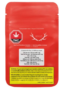 Wyld: REAL FRUIT STRAWBERRY 20:1 CBD:THC GUMMIES (10x 1mg THC / 20mg CBD)
