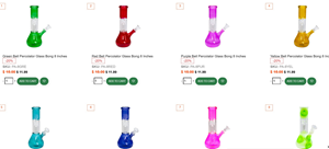Percolator Glass Bong 8 Inches - various colours