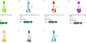 Floral Bell Percolator Glass Bong 8 Inches -  Various Colours