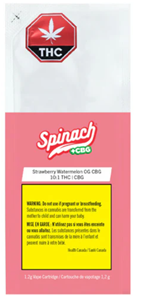 Spinach - STRAWBERRY WATERMELON 10:1 CBG: THC VAPE CART (1.2g)